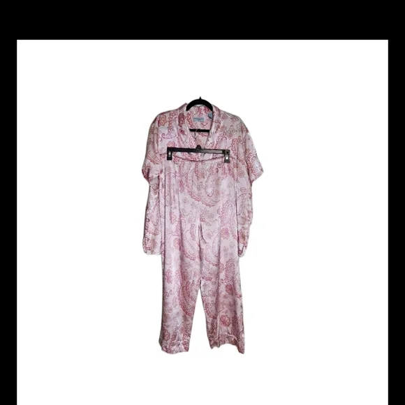Valerie Stevens Intimates Pink Paisley Floral  Pajama Set Size XL - Picture 5 of 13